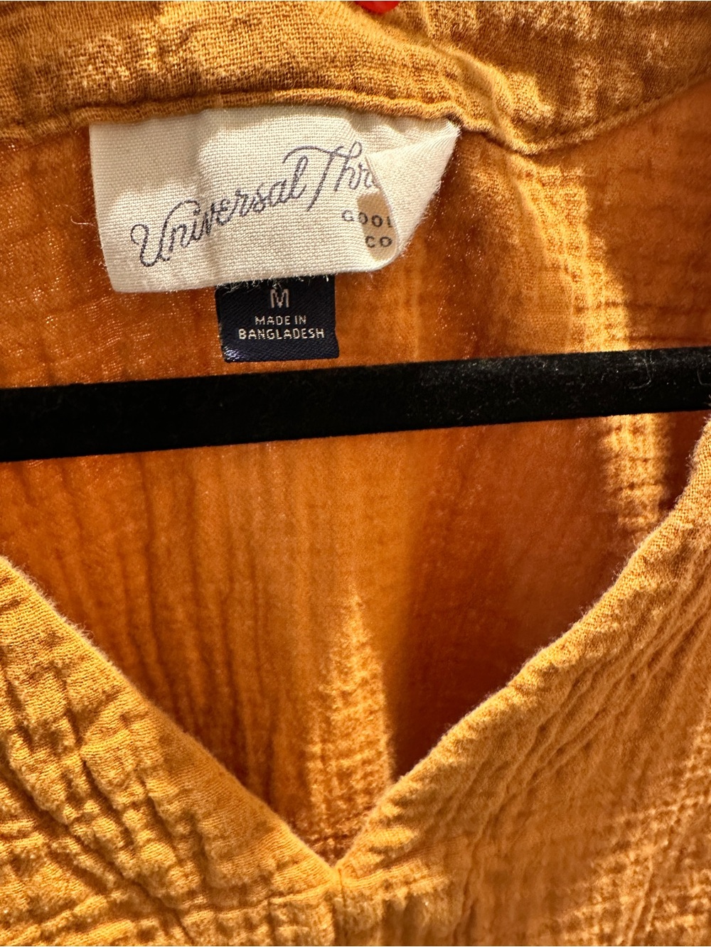 Universal Thread Mustard Textured Cotton Gauze V-Neck Crop Top - Picture 3 of 3